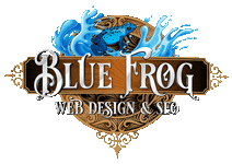 blue frog mega menu logo